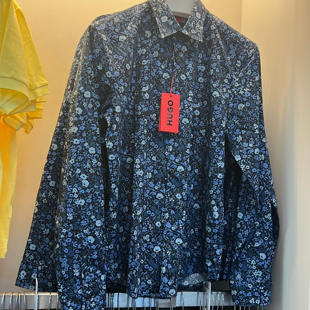 Hugo boss dark blue floral shirt